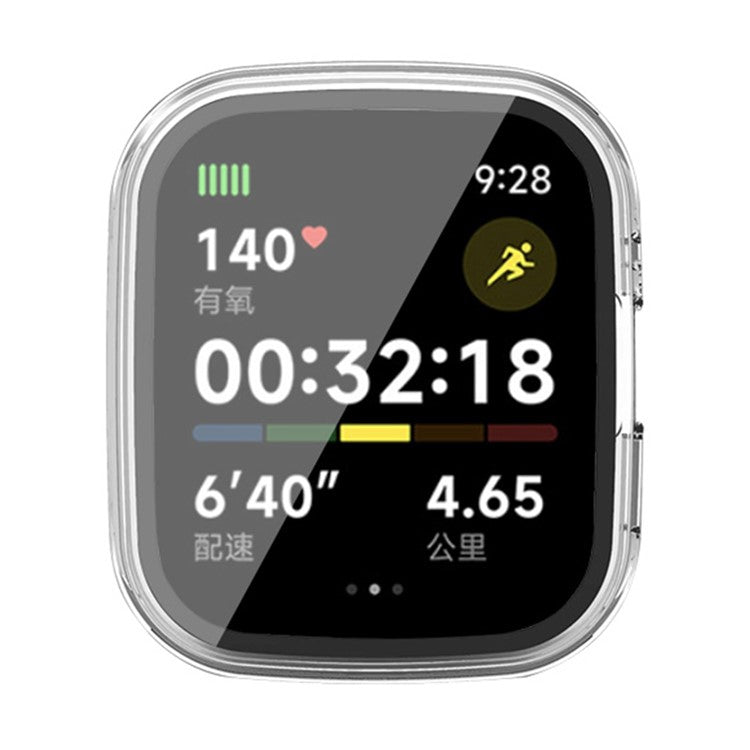 For Xiaomi Redmi Watch 3 Hard PC Watch Case Cover with Tempered Glass Screen Protector - Transparent