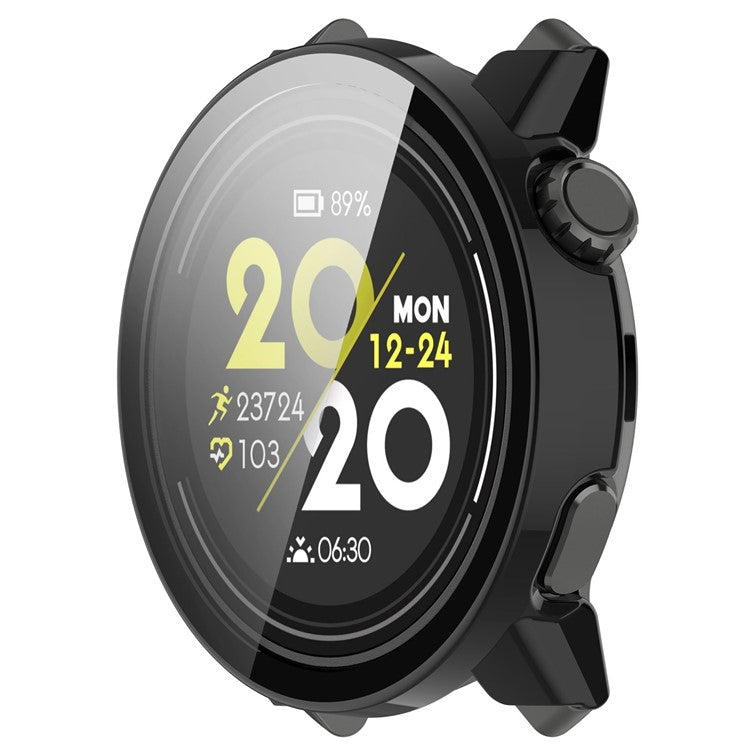 For Coros Pace 3 Protective Case Hard PC Watch Cover with Tempered Glass Screen Protector - Black