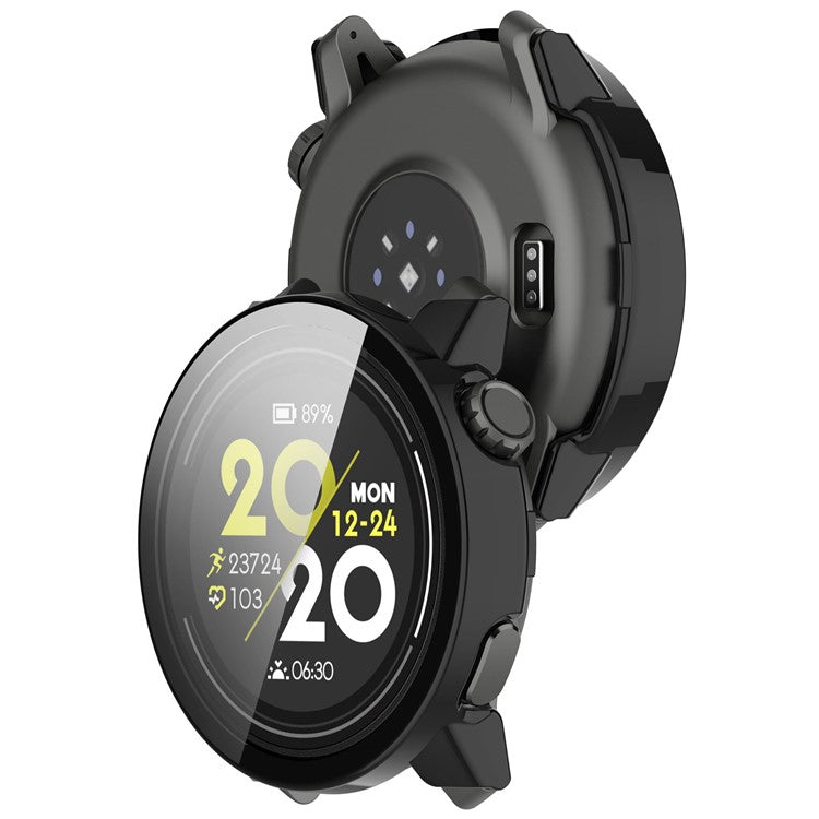 For Coros Pace 3 Protective Case Hard PC Watch Cover with Tempered Glass Screen Protector - Black