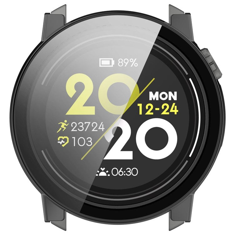 For Coros Pace 3 Protective Case Hard PC Watch Cover with Tempered Glass Screen Protector - Black