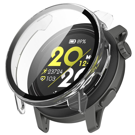 For Coros Pace 3 Protective Case Hard PC Watch Cover with Tempered Glass Screen Protector - Transparent White