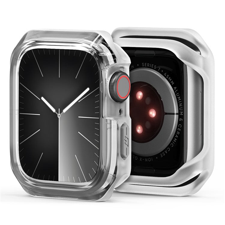 DUX DUCIS Tamo Series for Apple Watch SE (2023)  /  SE (2022)  /  SE  /  6  /  5  /  4 44mm Watch Case PC+Silicone Smart Watch Cover - Transparent White