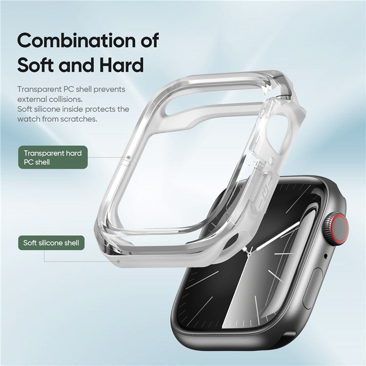 DUX DUCIS Tamo Series for Apple Watch SE (2023)  /  SE (2022)  /  SE  /  6  /  5  /  4 44mm Watch Case PC+Silicone Smart Watch Cover - Transparent White
