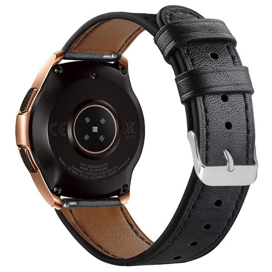 For Huawei Watch GT / Watch GT 2 46mm / 42mm / Samsung Galaxy Watch 46mm Watch Strap Top Layer Cowhide Wrist Band - Black
