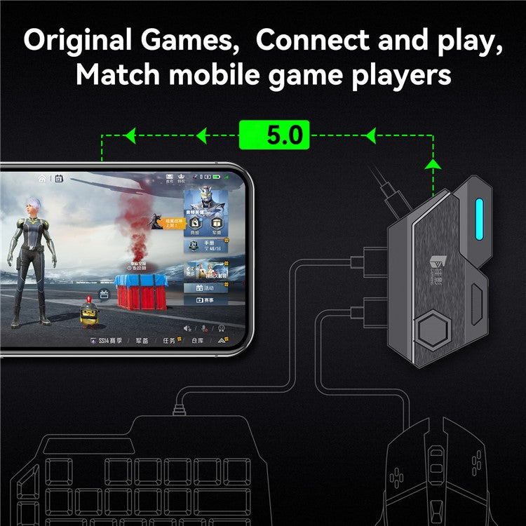 GAMWING Elite Converter+GM86 Mouse+G7 Mute Keyboard+Phone Bracket Stand