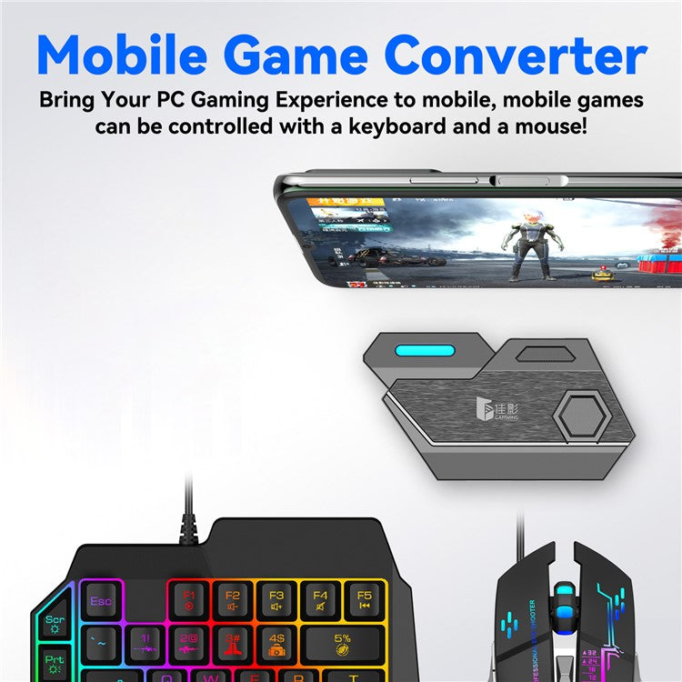 GAMWING Elite Converter+GM86 Mouse+G7 Mute Keyboard+Phone Bracket Stand