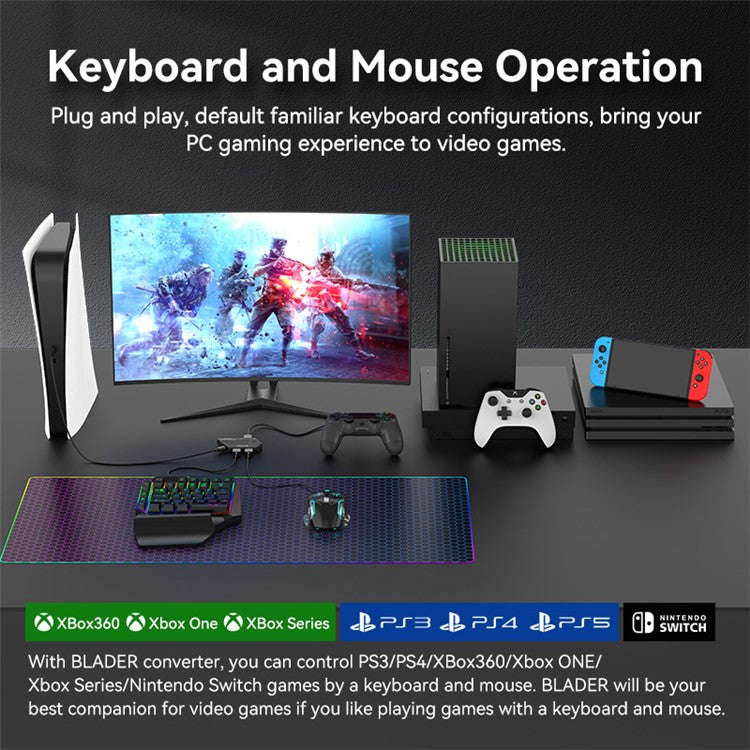 GAMWING Blader Game Converter +  G7 Keyboard + GM86 Mouse + OTG Adapter Set