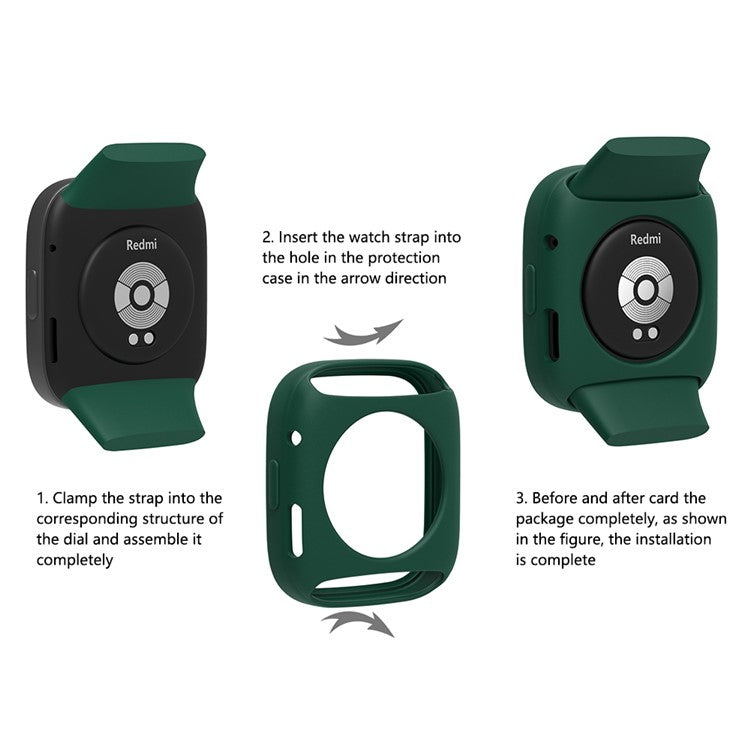 For Xiaomi Redmi Watch 3 Silicone Case Smart Watch Protective Case Cover - Black