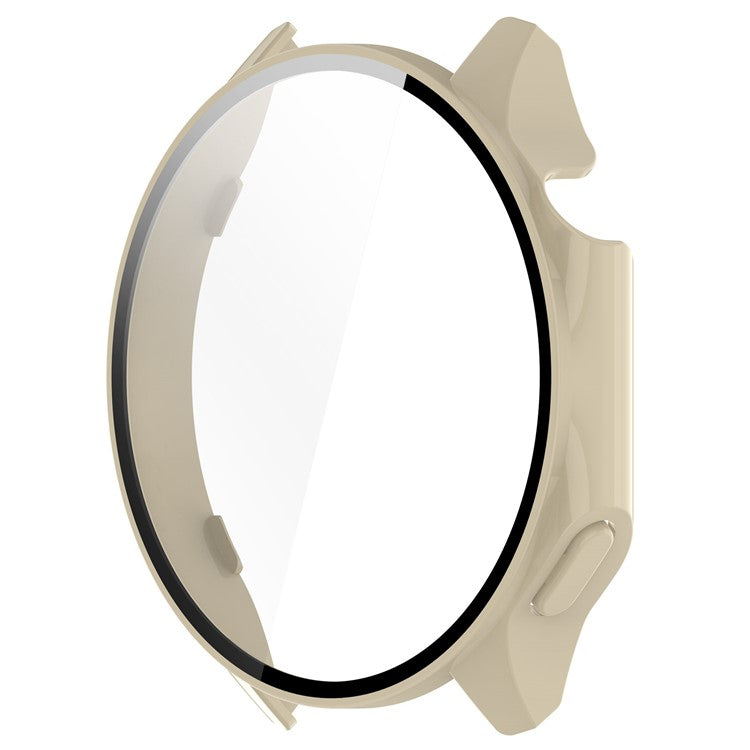 For Oppo Watch X / OnePlus Watch 2 46mm Drop Protection PC Watch Frame Cover with Tempered Glass Screen Film - Beige