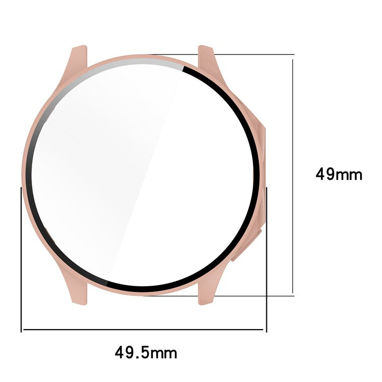 For Oppo Watch X / OnePlus Watch 2 46mm Drop Protection PC Watch Frame Cover with Tempered Glass Screen Film - Beige