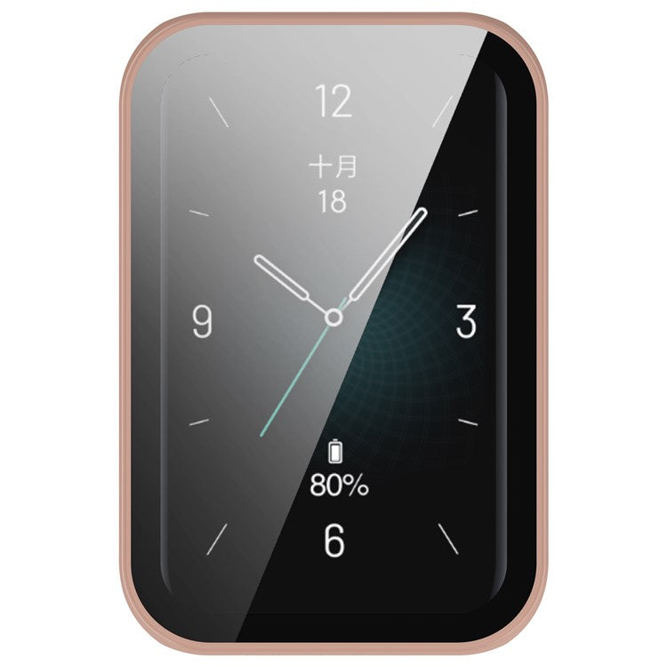 For Honor Band 9 Hard PC Watch Case Scratch Proof Cover with Tempered Glass Screen Film - Pink