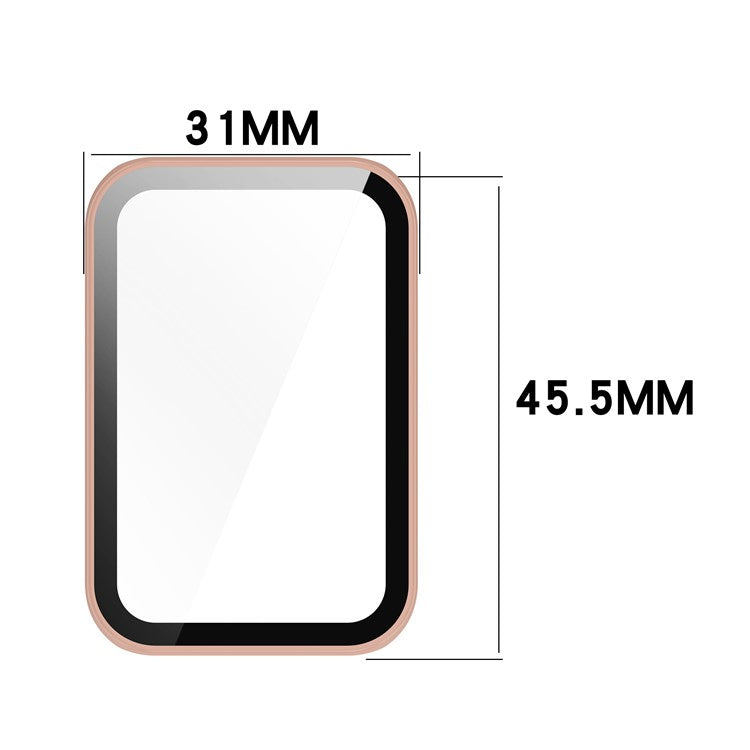 For Honor Band 9 Hard PC Watch Case Scratch Proof Cover with Tempered Glass Screen Film - Pink