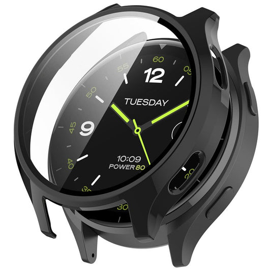 Hard PC Cover for Xiaomi Watch 2 Watch Case with Tempered Glass Screen Film - Black