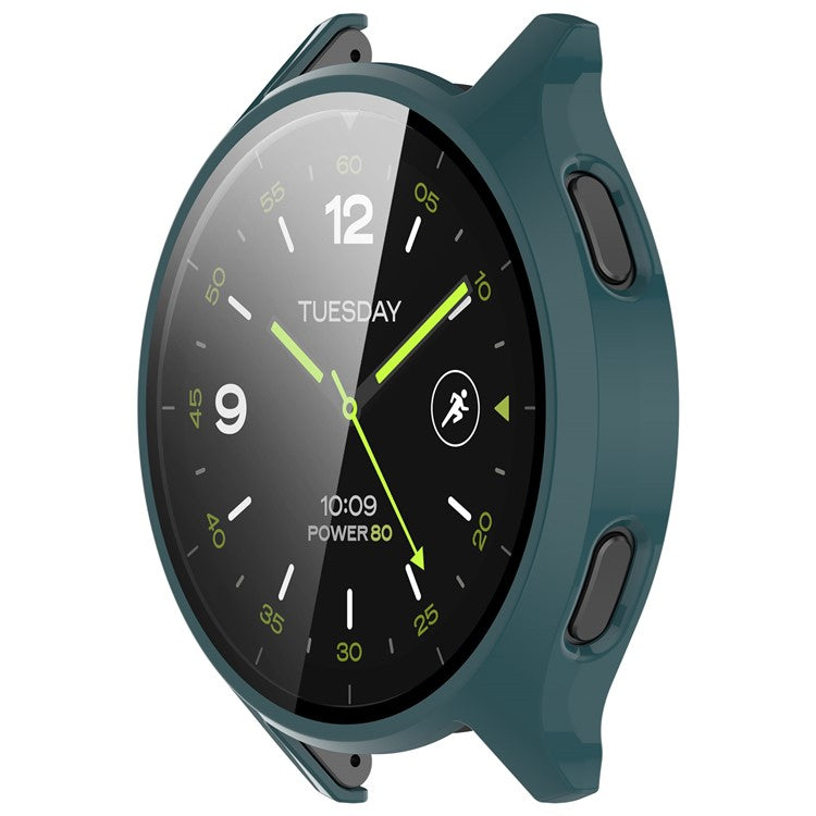 Hard PC Cover for Xiaomi Watch 2 Watch Case with Tempered Glass Screen Film - Green