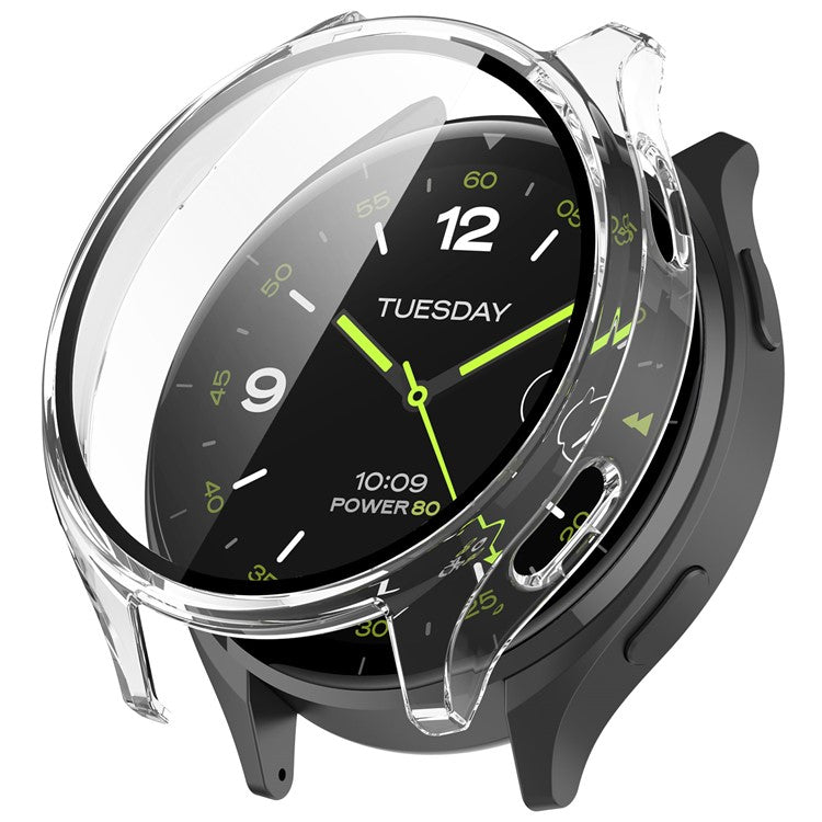 Hard PC Cover for Xiaomi Watch 2 Watch Case with Tempered Glass Screen Film - Transparent White