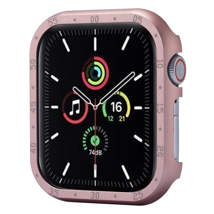 For Apple Watch Series 6 / 5 / 4 / SE (2022) / SE (2023) / SE 44mm Case Aluminum Alloy Hollow Watch Cover with Dial Plate - Pink