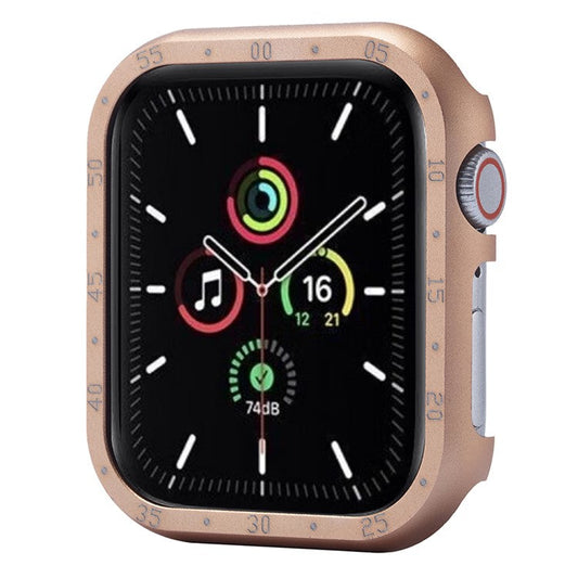 For Apple Watch Series 9  /  8  /  7 45mm Case Aluminum Alloy Watch Protective Cover with Dial Plate - Rose Gold