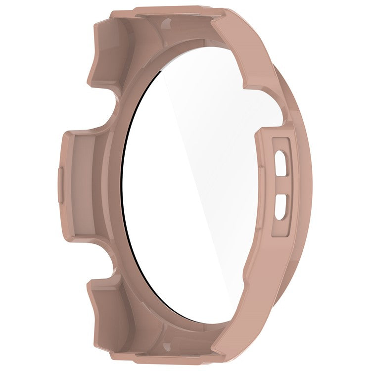 For Haylou Watch R8 Watch Case PC Protective Cover with Tempered Glass Screen Film - Pink