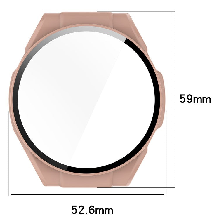 For Haylou Watch R8 Watch Case PC Protective Cover with Tempered Glass Screen Film - Pink