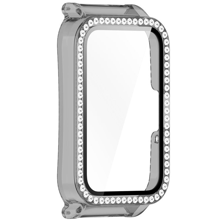 Watch Case for Samsung Galaxy Fit3 Rhinestone Decor PC Cover with Tempered Glass Screen Film - Transparent Black