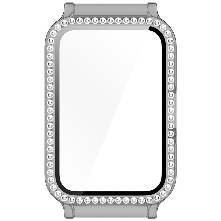 Watch Case for Samsung Galaxy Fit3 Rhinestone Decor PC Cover with Tempered Glass Screen Film - Transparent Black
