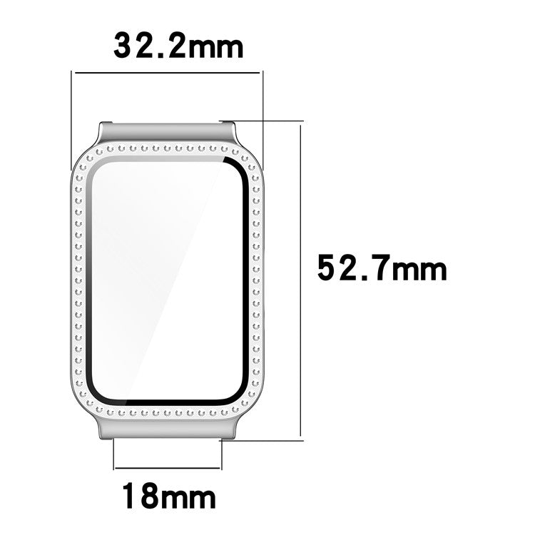 Watch Case for Samsung Galaxy Fit3 Rhinestone Decor PC Cover with Tempered Glass Screen Film - Transparent Black
