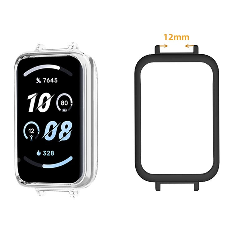 For Honor Band 9 Watch Frame Hard PC Cover with 12mm Adapter Connector - Transparent