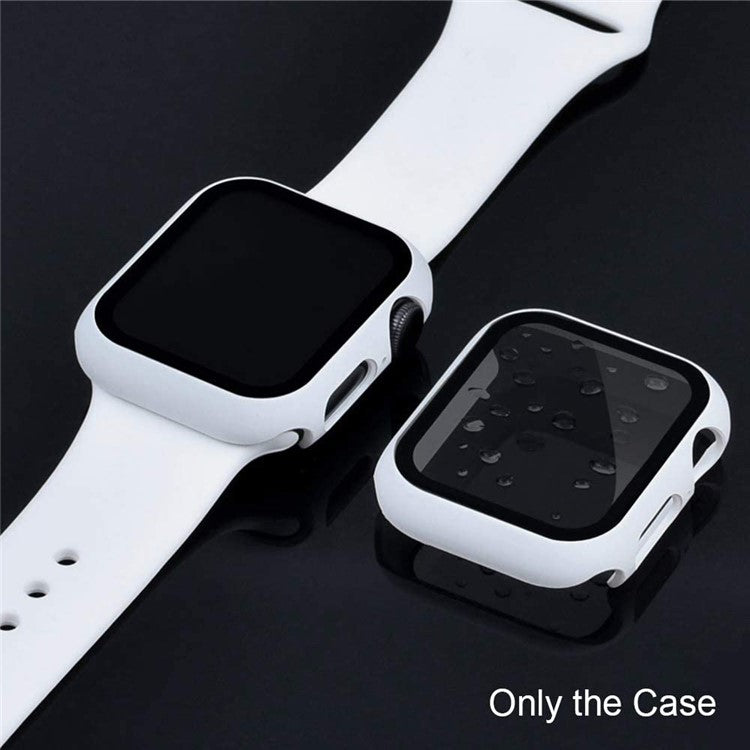 2-in-1 Frame PC + Tempered Glass Protector Watch Case for Apple Watch Series 3/2/1 42mm - White