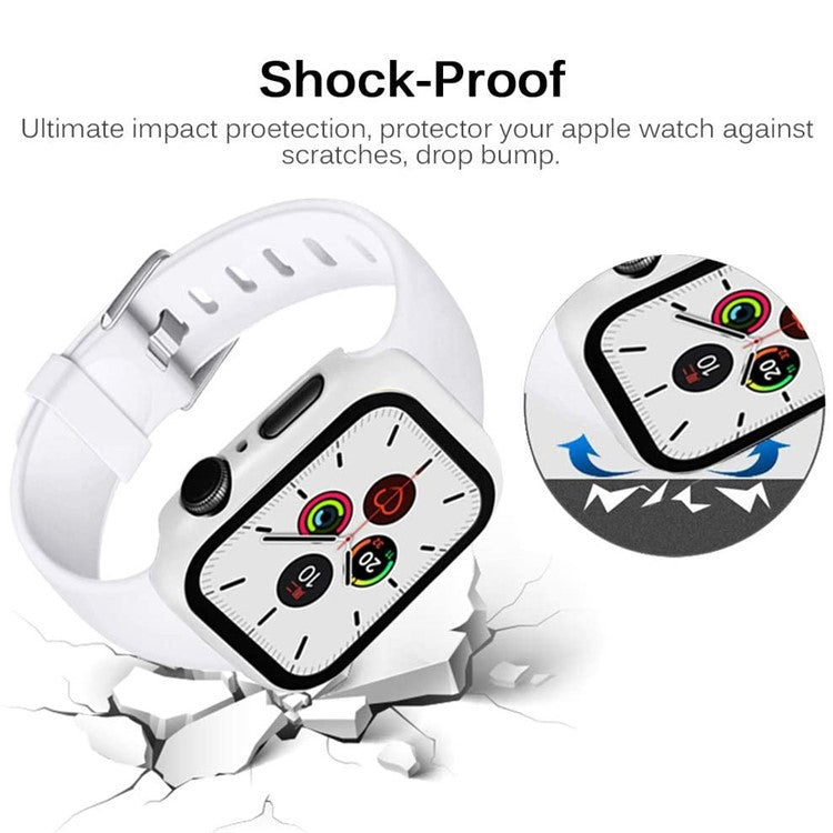 2-in-1 Frame PC + Tempered Glass Protector Watch Case for Apple Watch Series 3/2/1 42mm - White
