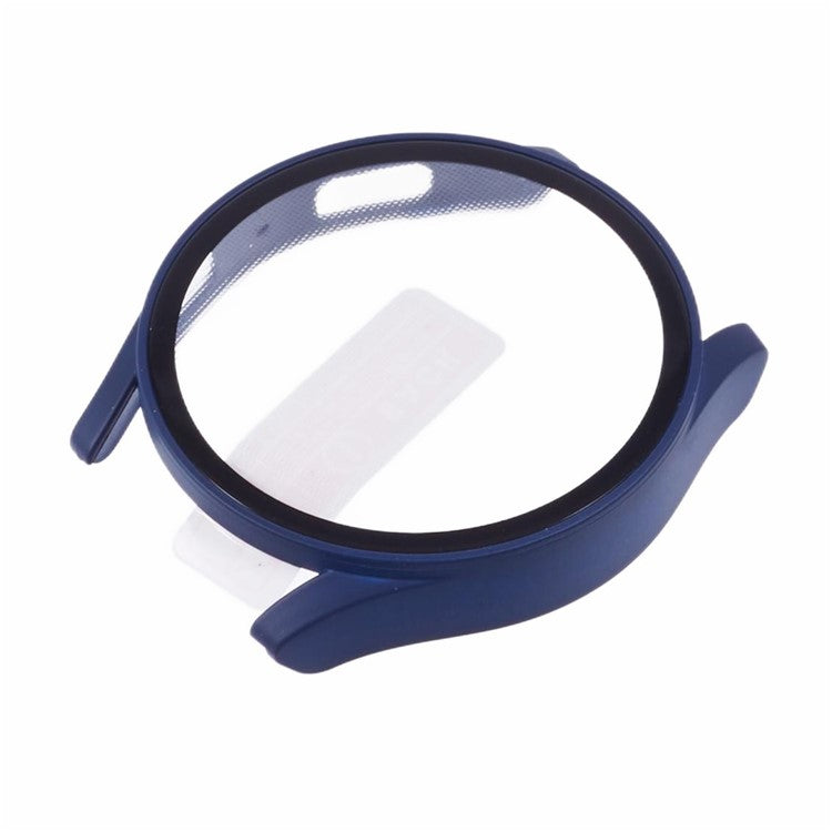For Samsung Galaxy Watch7 44mm Watch Case Hard PC Cover with Tempered Glass Screen Film - Dark Blue