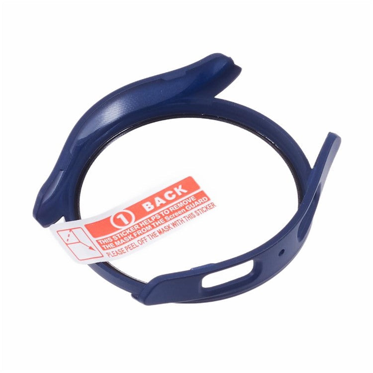 For Samsung Galaxy Watch7 44mm Watch Case Hard PC Cover with Tempered Glass Screen Film - Dark Blue