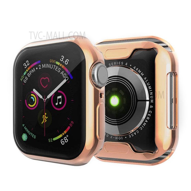 Electroplated TPU Case Touch Sensitive Screen Protector Cover for Apple Watch Series 9 / 8 / 7 45mm - Rose Gold
