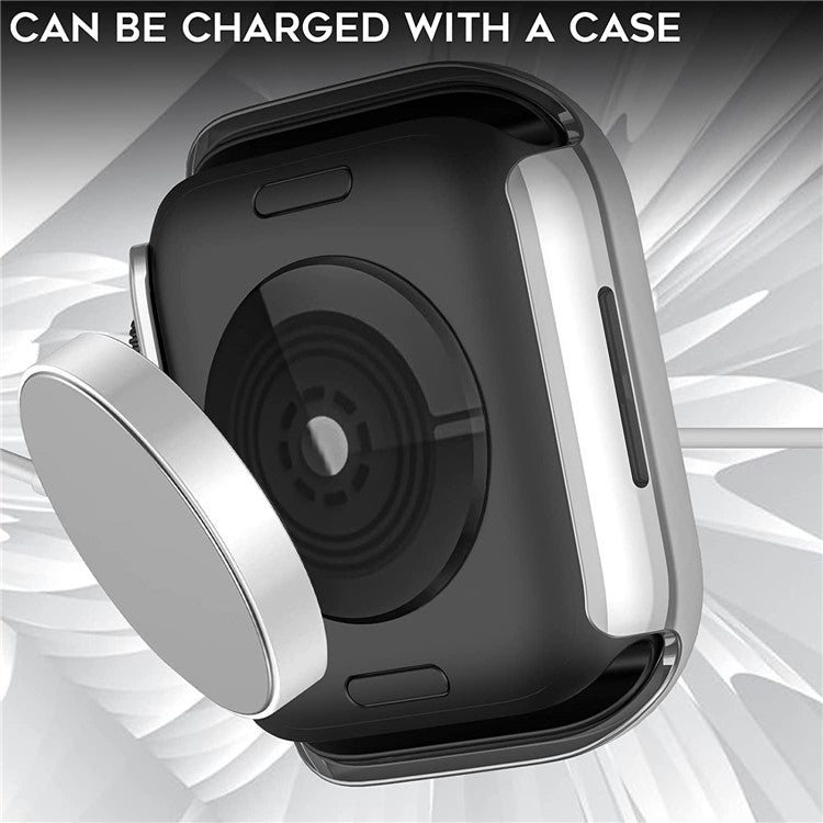 Shiny Rhinestone Hard PC Watch Case Frame Cover for Apple Watch Series 9 / 8 / 7 41mm - Silver