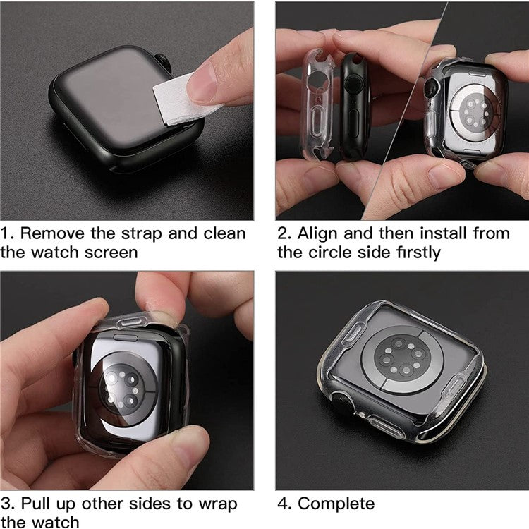 For Apple Watch Series 9 / 8 / 7 45mm Protective Watch Case Transparent HD Sensitive Touch TPU Anti-scratch Watch Screen Protector
