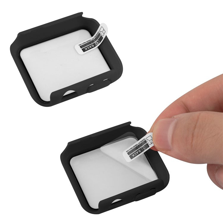 For Apple Watch SE (2022) / SE / Series 6 / 5 / 4 40mm Hard PC Frame Cover with Tempered Glass Screen Protector Overall Protective Case  - Black