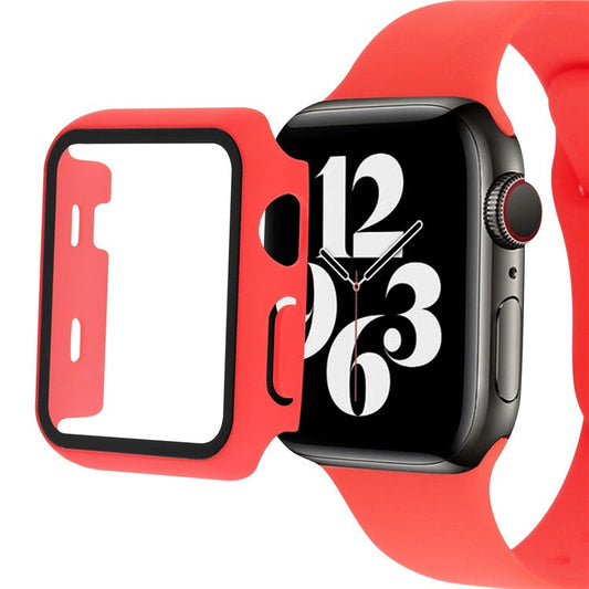 For Apple Watch Ultra 2 49mm / Ultra 49mm Hard PC Protective Frame Watch Case with Tempered Glass Screen Protector - Red