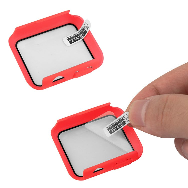 For Apple Watch Ultra 2 49mm / Ultra 49mm Hard PC Protective Frame Watch Case with Tempered Glass Screen Protector - Red