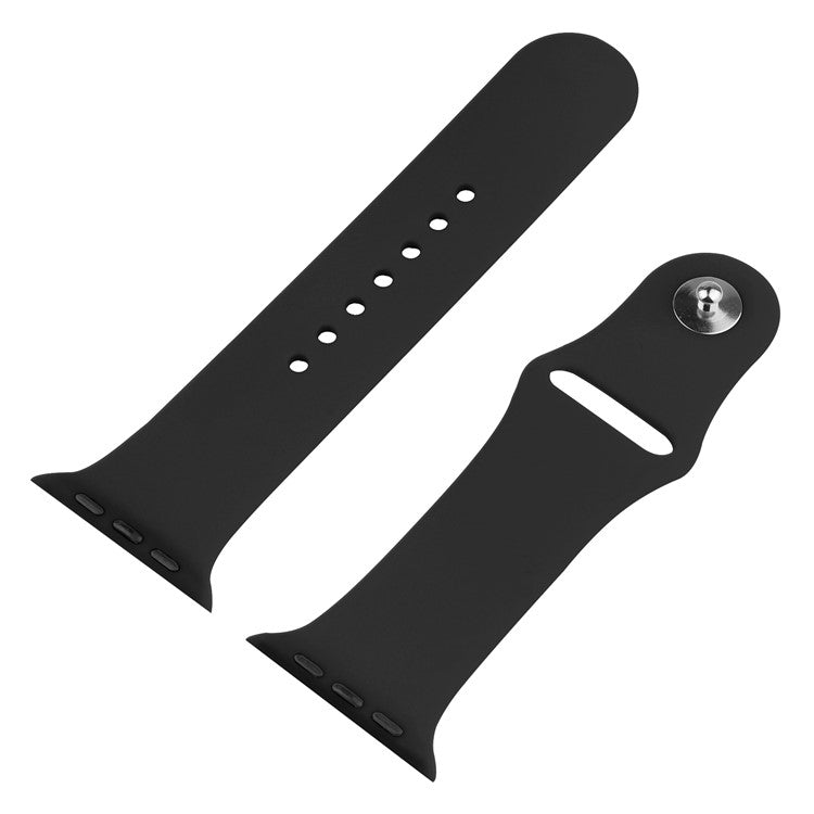 For Apple Watch SE (2022) 40mm / SE 40mm / 6 / 5 / 4 40mm Silicone Watch Strap + PC Watch Case with Tempered Glass Screen Protector Shockproof Protective Cover - Black