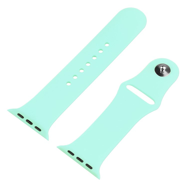 For Apple Watch SE (2022) 40mm / SE 40mm / 6 / 5 / 4 40mm Silicone Watch Strap + PC Watch Case with Tempered Glass Screen Protector Shockproof Protective Cover - Cyan