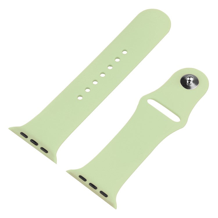 For Apple Watch Series 9 / 8 / 7 41mm Sport Band Soft Silicone Strap with Full Cover Hard PC Protective Case Built-in Tempered Glass Screen Protector - Light Green
