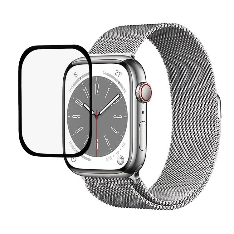 RURIHAI For Apple Watch Series 9 / 8 / 7 41mm Anti-Scratch Screen Protector Carbon Fiber Tempered Glass Screen Film Light Thin HD Watch Screen Protector