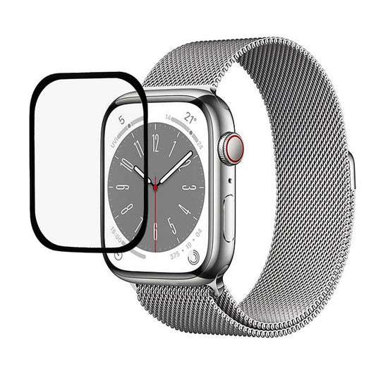 RURIHAI For Apple Watch Series 9 / 8 / 7 41mm Anti-Scratch Screen Protector Carbon Fiber Tempered Glass Screen Film Light Thin HD Watch Screen Protector