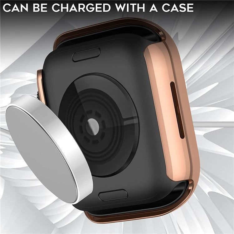 For Apple Watch SE (2022) 44mm / SE 44mm / Series 6 / 5 / 4 44mm Rhinestone Decor Hard PC Smart Watch Case Anti-scratch Protective Frame - Rose Gold