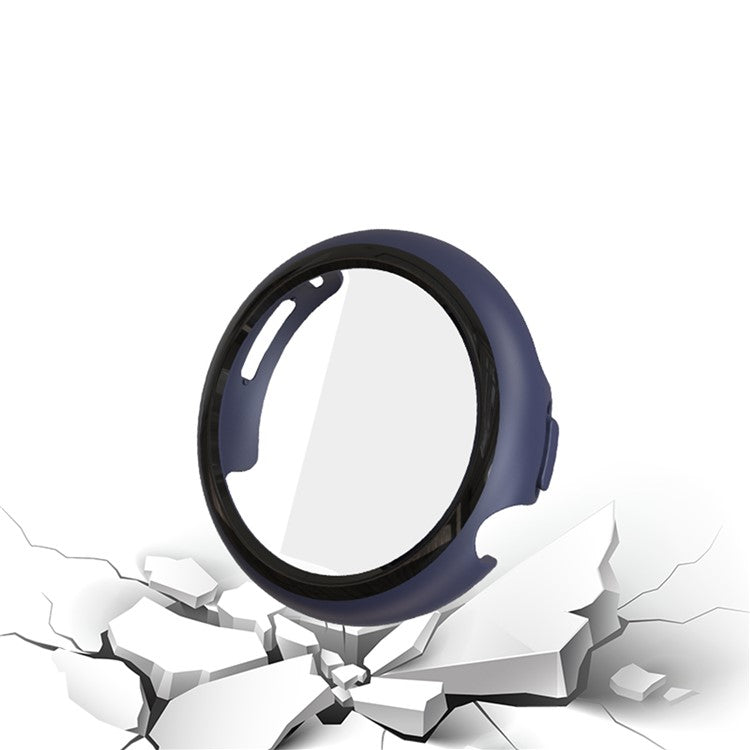 For Google Pixel Watch 2 / Pixel Watch Hard PC Watch Case Tempered Glass Screen Protector Drop-proof Protective Cover - Dark Blue