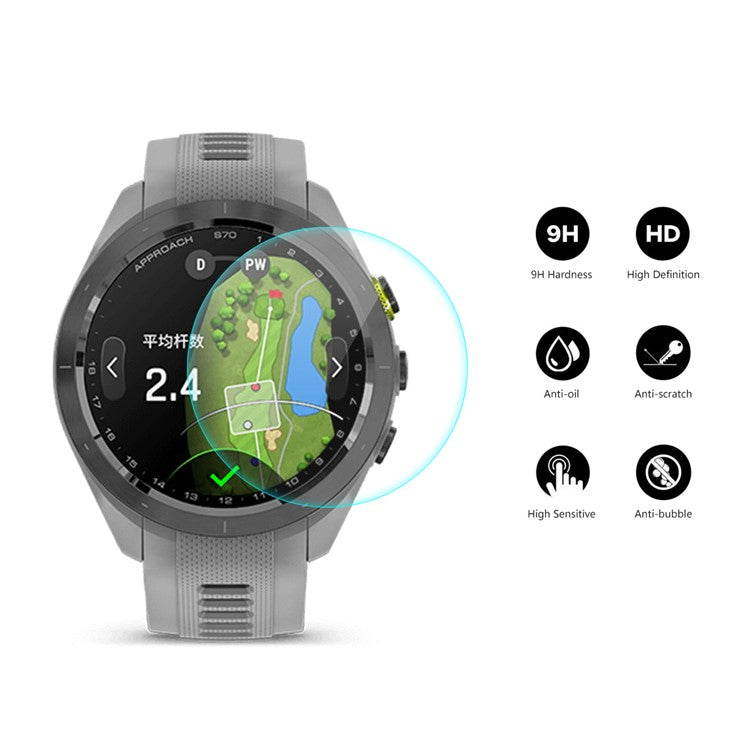 ENKAY HAT PRINCE 2PCS For Garmin Approach S70 42mm Clear Screen Film 0.2mm 9H High Aluminum-silicon Glass Screen Protector