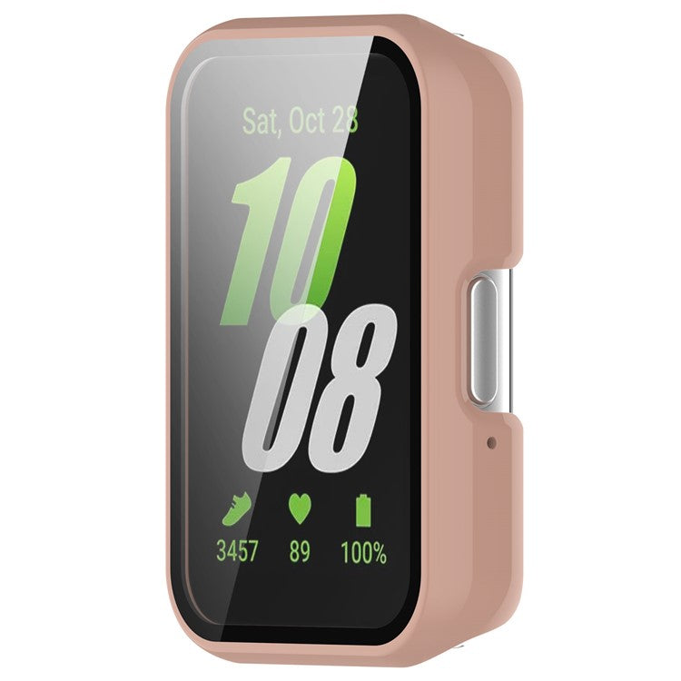 For Samsung Galaxy Fit3 (SM-R390) Case with Tempered Glass Screen Protector Full Coverage Hard PC Watch Cover - Glossy Pink