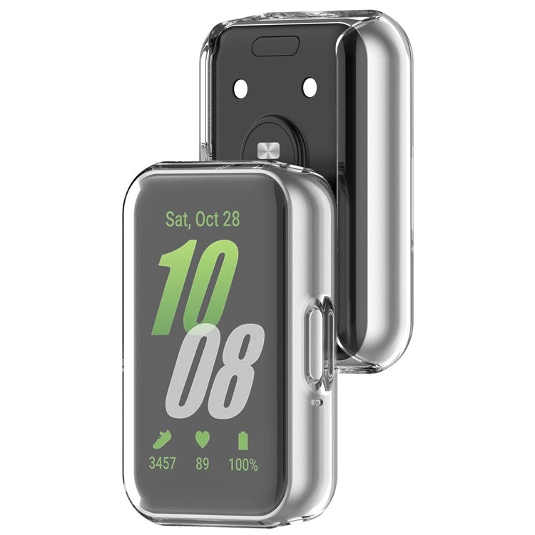 For Samsung Galaxy Fit3 Watch Frame Case Electroplating Fully Wrapped TPU Watch Cover - Transparent