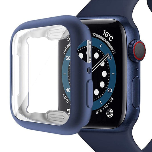 For Apple Watch SE (2022) / SE / 6 / 5 / 4 40mm Case Cover Electroplated Soft TPU Case with Screen Protector - Blue