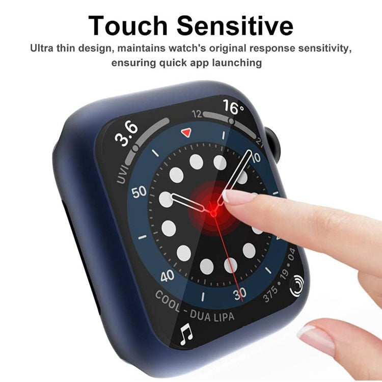 For Apple Watch SE (2022) / SE / 6 / 5 / 4 40mm Case Cover Electroplated Soft TPU Case with Screen Protector - Blue