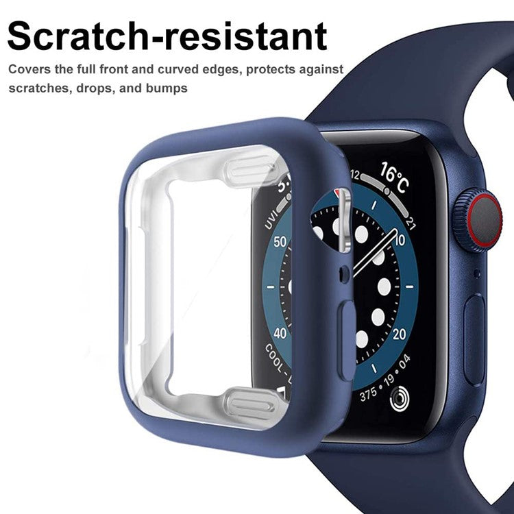 For Apple Watch SE (2022) / SE / 6 / 5 / 4 40mm Case Cover Electroplated Soft TPU Case with Screen Protector - Blue